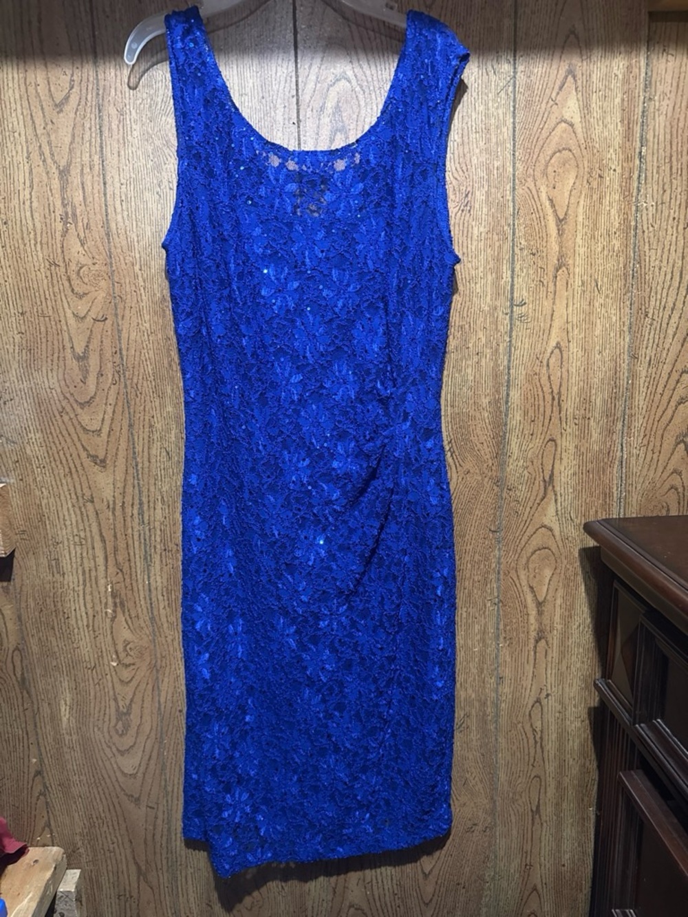 connected apparel Royal Blue Lace Midi Sheath Dress